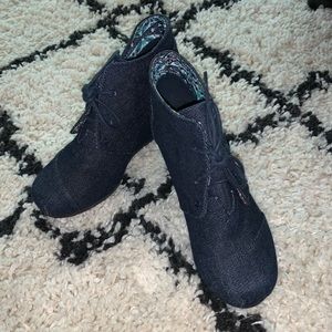 Denim Wedge Boots